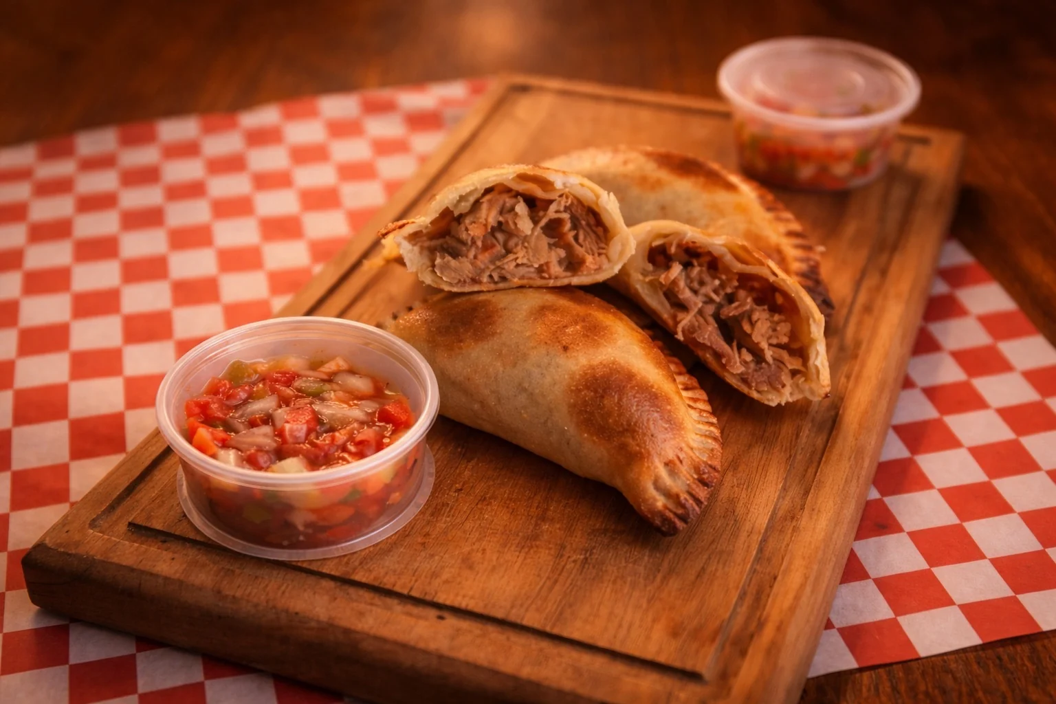 Empanadas doradas en caja